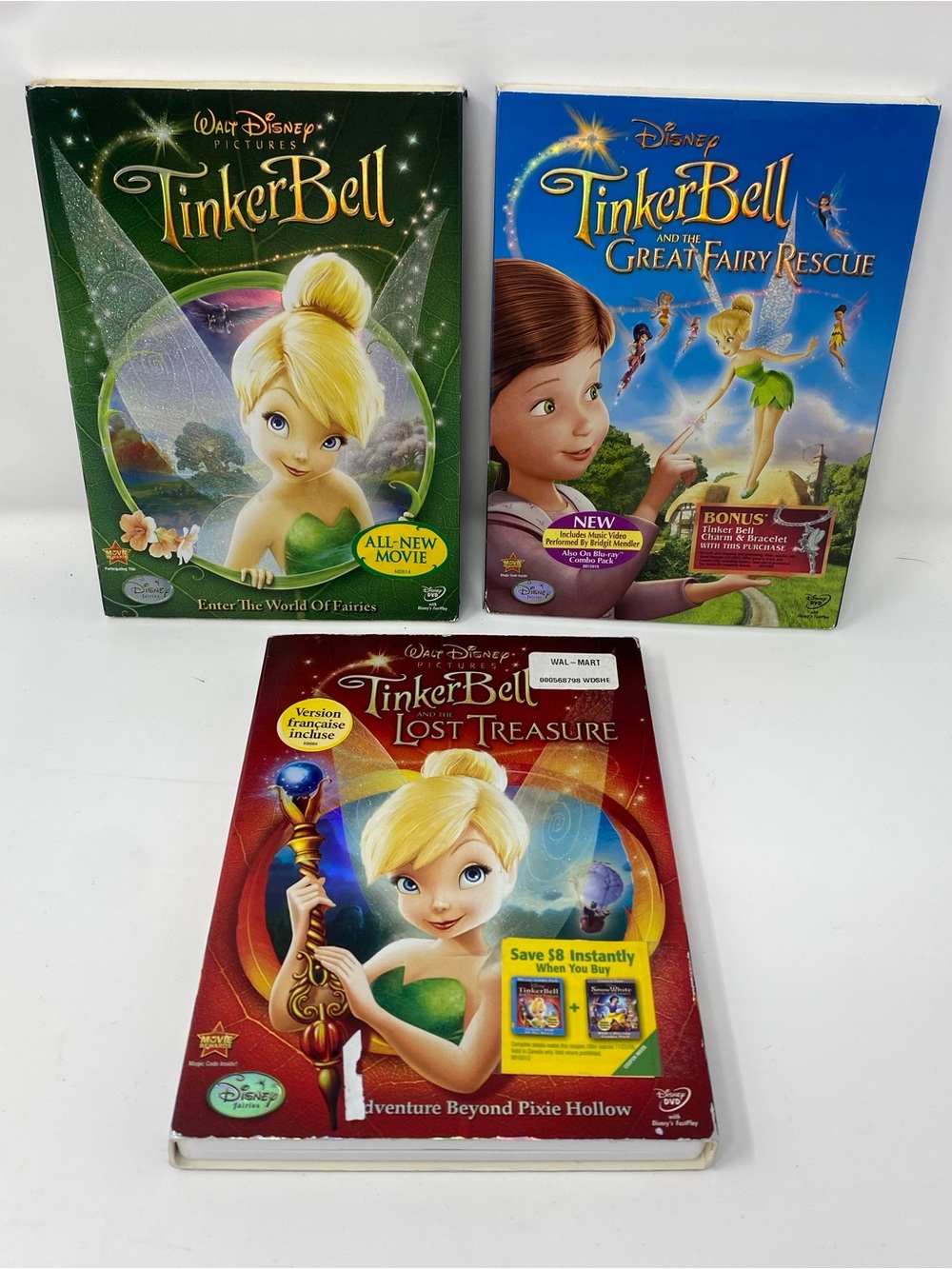 Disney Tinker Bell DVD lot of 3 Slipcovers And The Lost Treasure Great Adventure